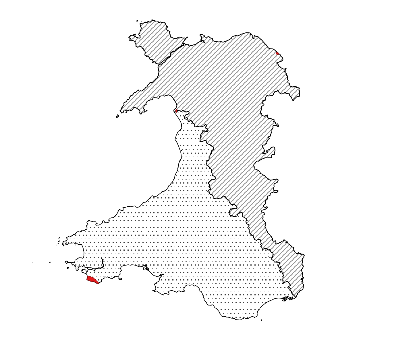 Map of wales split into two tax zones